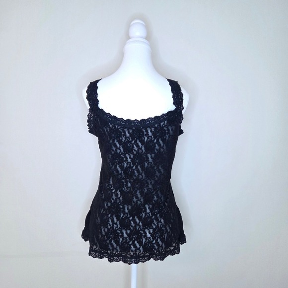 Hanky Panky Black Lace Tank Top Camisole Sheer Floral Extra Large XL - Picture 2 of 4
